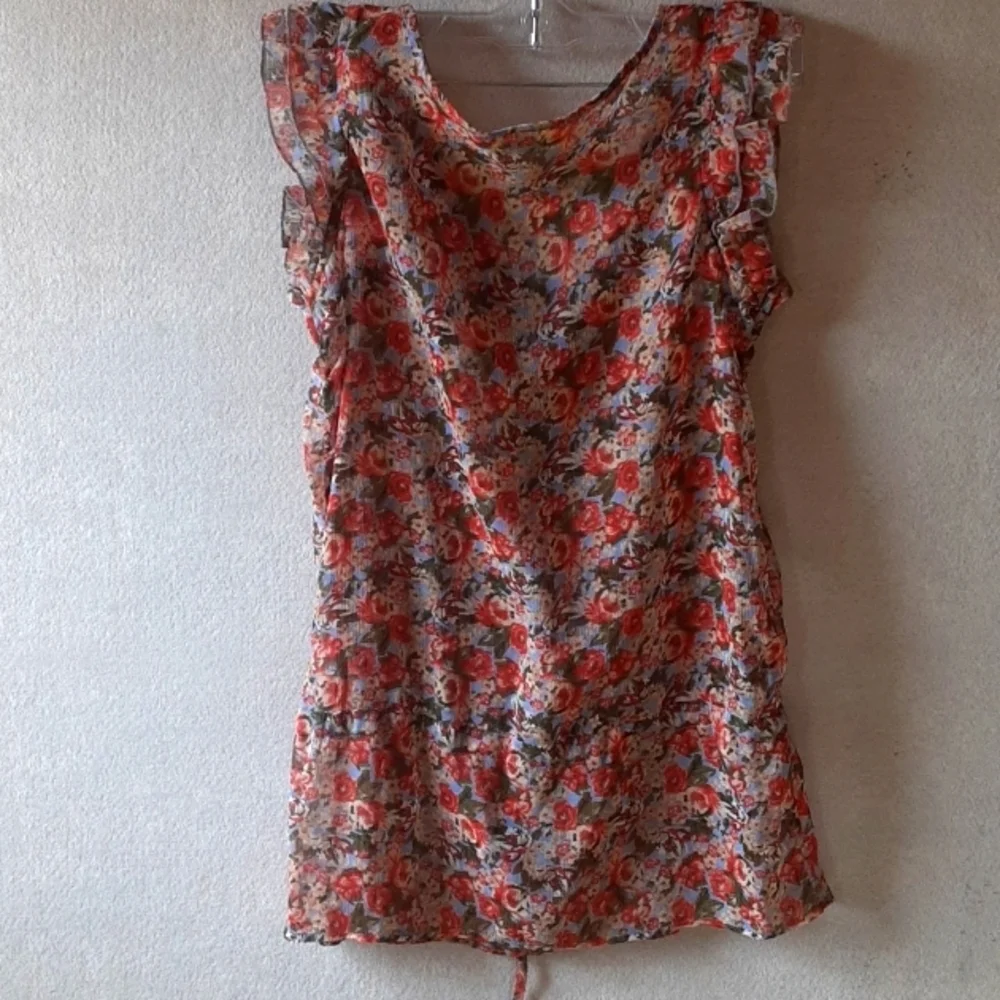 Floral Ruffle Sleeve Blouse (Bobbie Brooks)